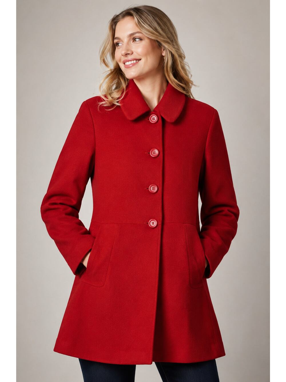 VTG SZ 16 Jonathan Martin Red Wool Blend Pea Coat Runs Small Fits Like 12